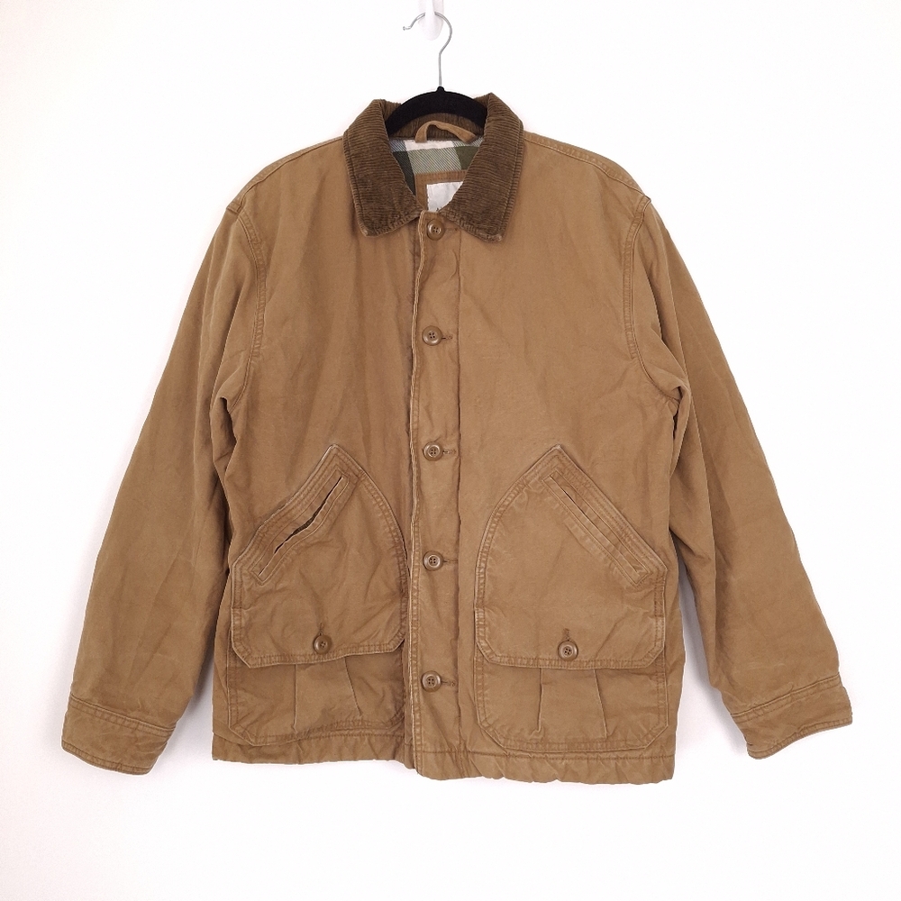 American Eagle duck canvas barn chore jacket corduroy collar flannel lined tan